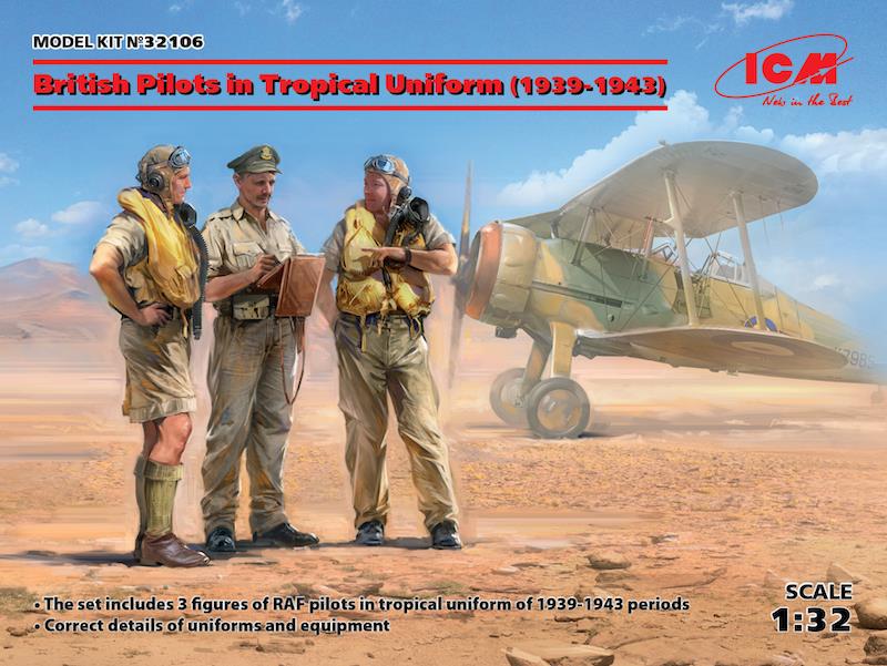ICM 1/32 WW2 British Pilots in Tropical Uniform (1939-1943) (3 figures)