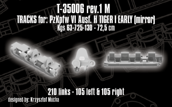 Quick Tracks 1/35 scale WW2 track upgrade Tiger I (mirror) - early  tracks