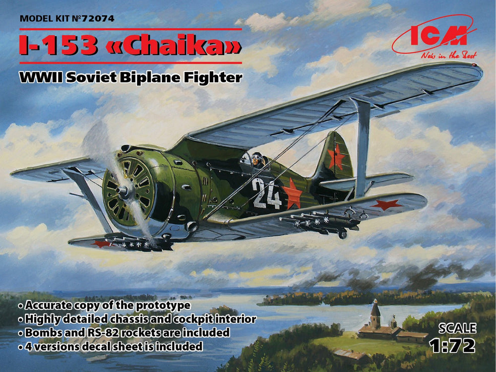 ICM 1/72 Scale I-153 "Chaika", WWII Soviet Biplane Fighter