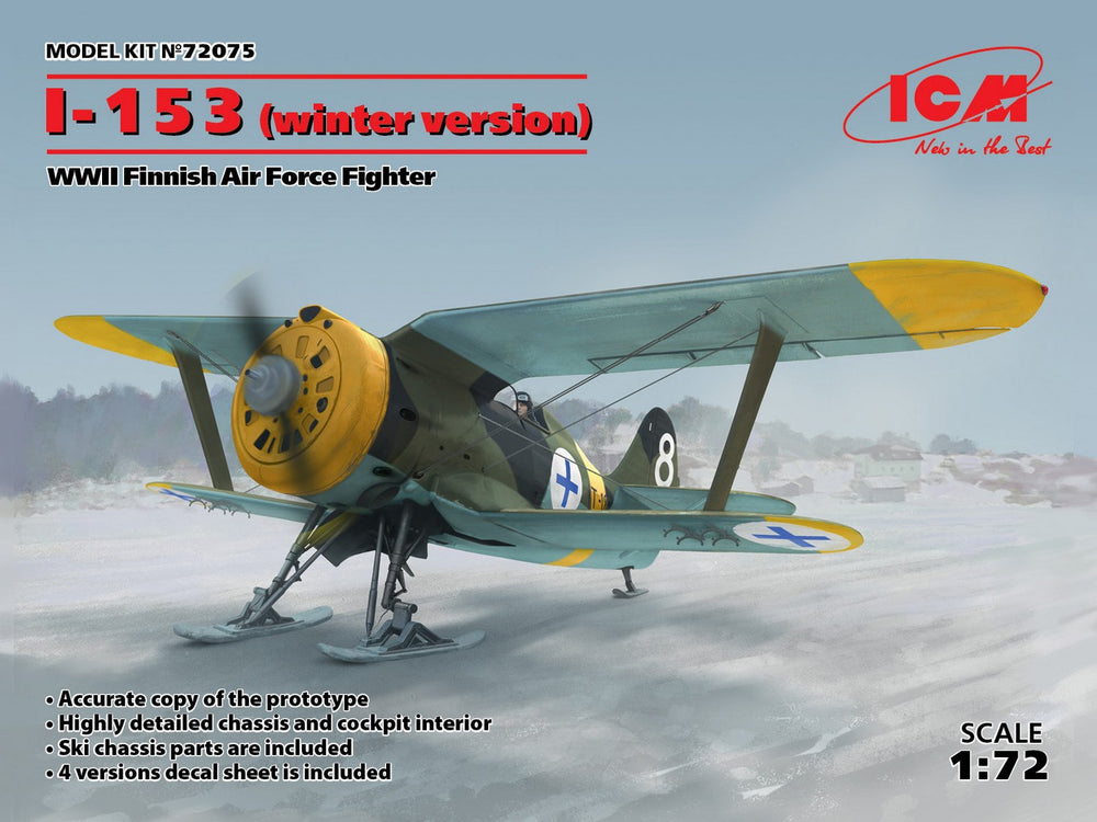 ICM 1/72 scale I-153 , WWII Finnish Air Force Fighter (winter version)