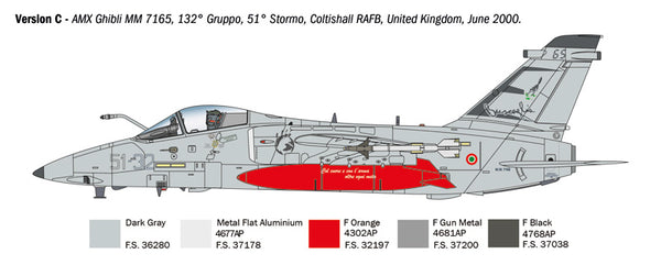 Italeri 1/72 scale AMX Ghibli single seat fighter jet model kit