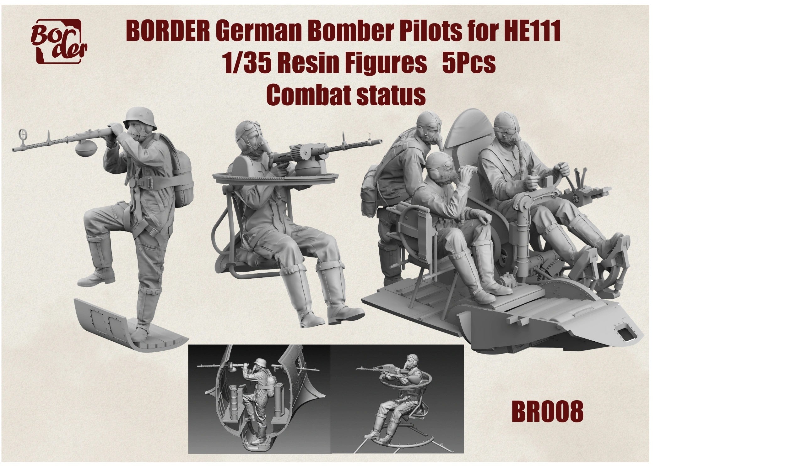 Bomber Unit Model Border Models 1/35 Scale WW2 German Heinkel He111 German Bomber Pilots ...