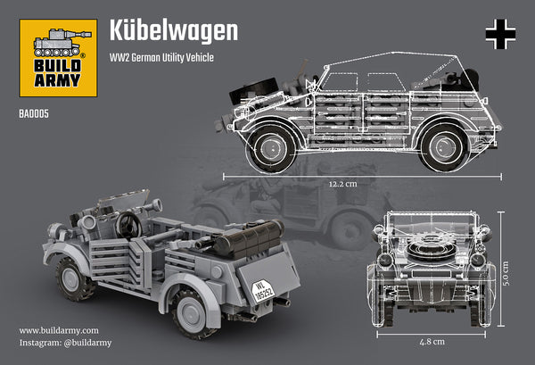 Build Army Brick building model WW2 German Kubelwagen Car
