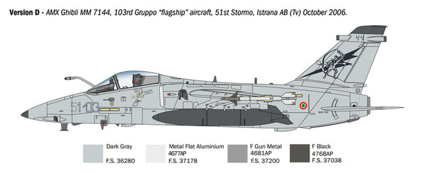 Italeri 1/72 scale AMX Ghibli single seat fighter jet model kit