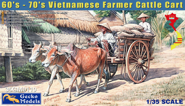 Gecko Models 1/35 60's - 70's Vietnamese Farmer Cattle Cart Set