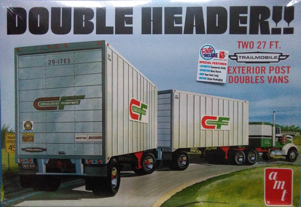 AMT 1:25 Double Header Tandem Van Trailers plastic assembly car model kit