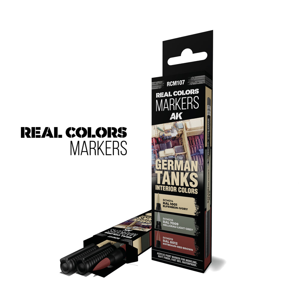 AK Interactive Real Colour Marker - GERMAN TANKS INTERIOR COLORS - SET 3 REAL COLORS MARKERS