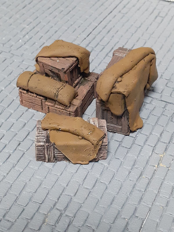 HFS 1/35 Stowage set #3 – WW2 British 'Boxes and tarps' 3 pce set