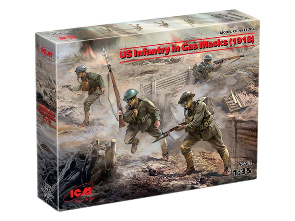 ICM 1/35 WW1 US Infantry in Gas Masks (1918) (4 figures)