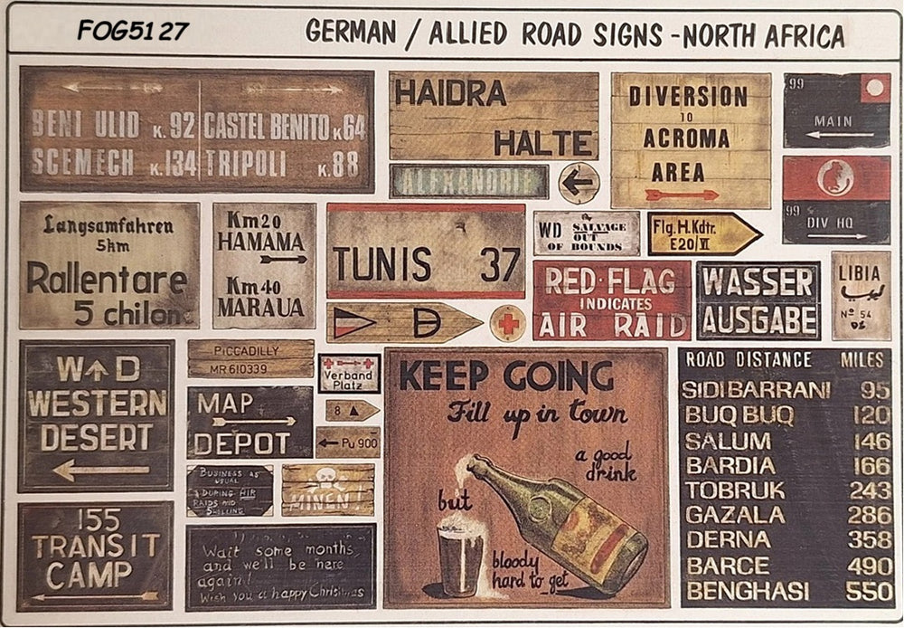 FoG Models 1/35 Allied / German Military signs North Africa diorama accessory