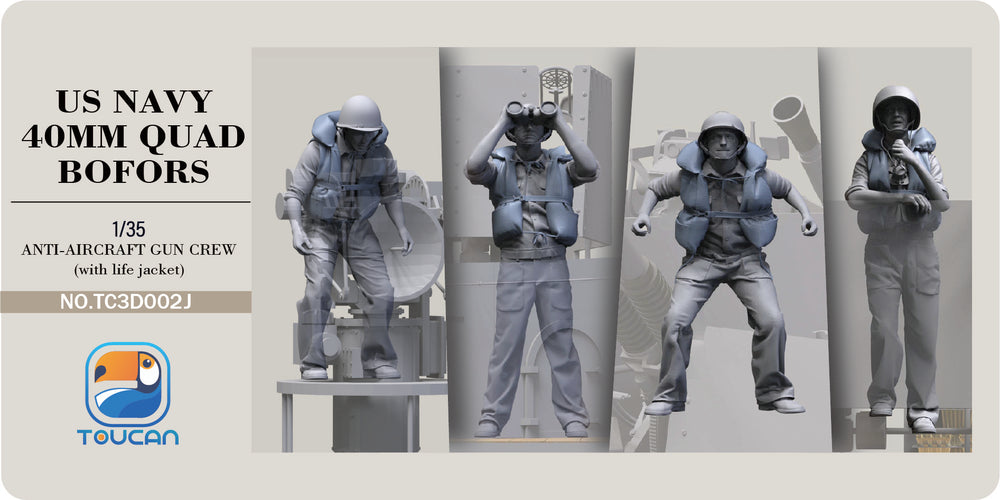 Toucan Models 1/35 U.S Navy Bofors Gun Crew With Life Jackets Figure Set 2