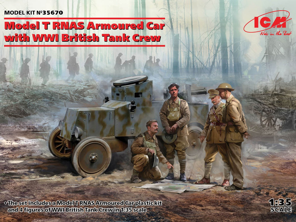 ICM 1/35 WW1 Model T RNAS Armoured Car with WWI British Tank Crew