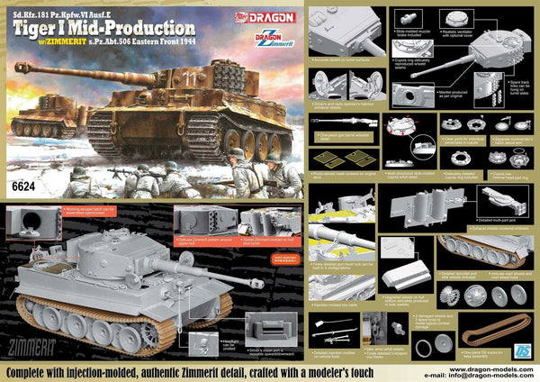 DRAGON 1/35 Scale WW2 German SD.KFZ.181 PZ.KPFW.VI AUSF E Tiger tank model kit