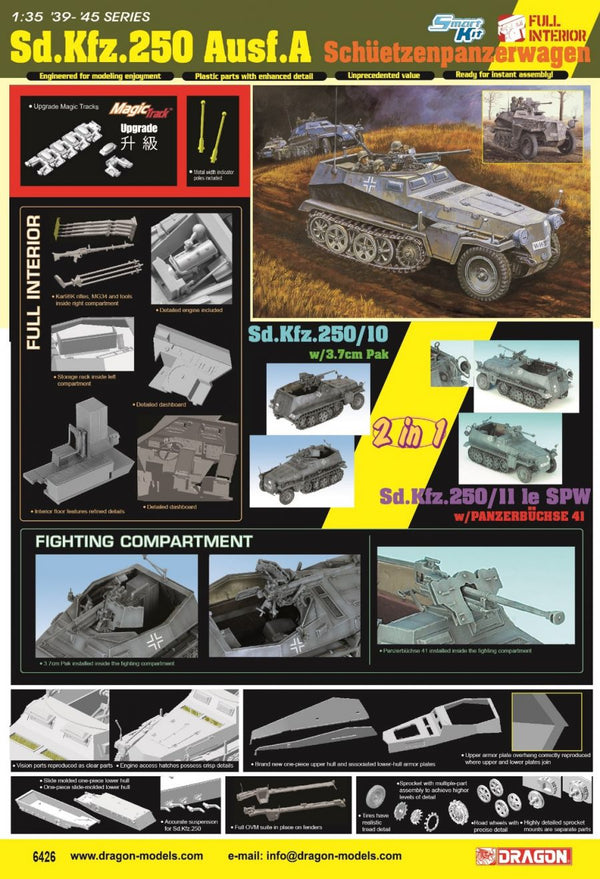 Dragon 1/35 WW2 German Sd.Kfz.250 Ausf.A Schüetzenpanzerwagen (2 in 1)