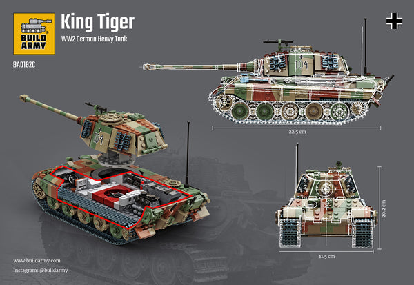 Build Army Brick building model WW2 GERMAN King Tiger (Tiger ll) In Camo