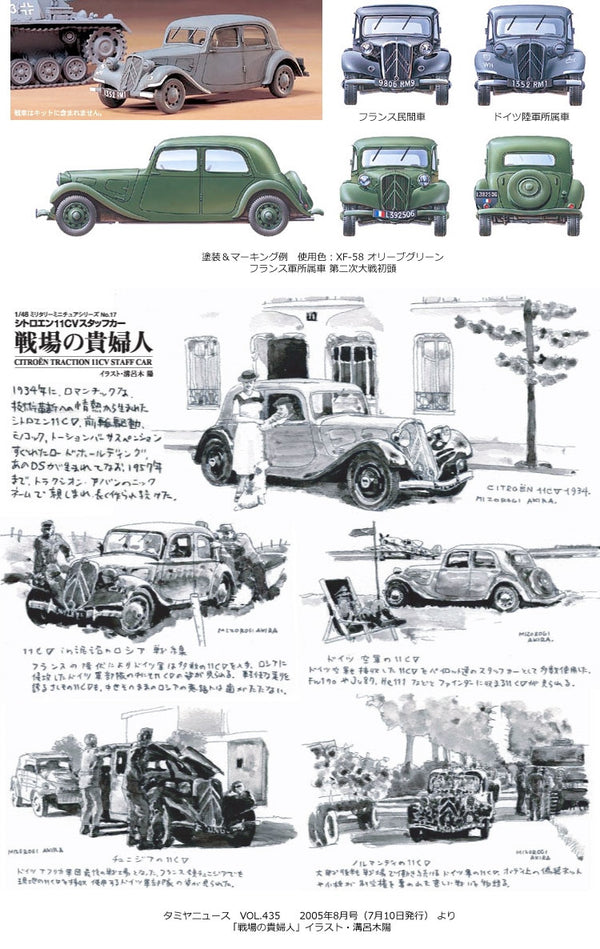 Tamiya 1/48 scale WW2 German staff car Citroen Traction IICV model kit
