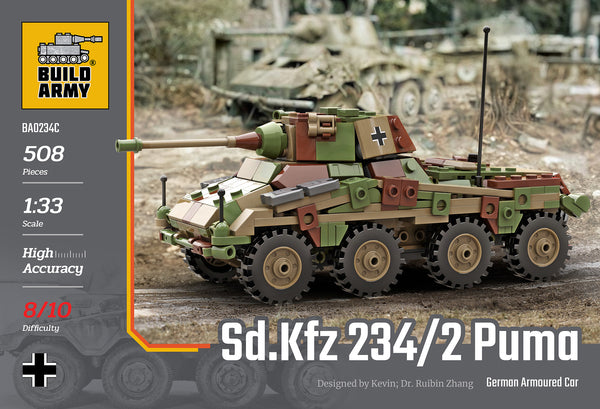 Build Army Brick building model WW2 GERMAN Sd. Kfz. 234/2 Puma