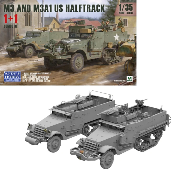 Andys Hobbies 1/35 scale WW2 M3 / M3A1 U.S. WWII Halftrack DOUBLE COMBO