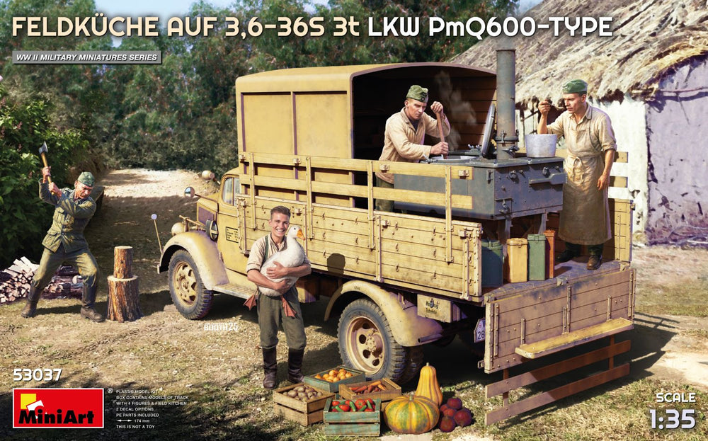 Miniart 1/35 WW2 GERMAN FELDKÜCHE AUF 3,6-36S 3t LKW PmQ600-TYPE