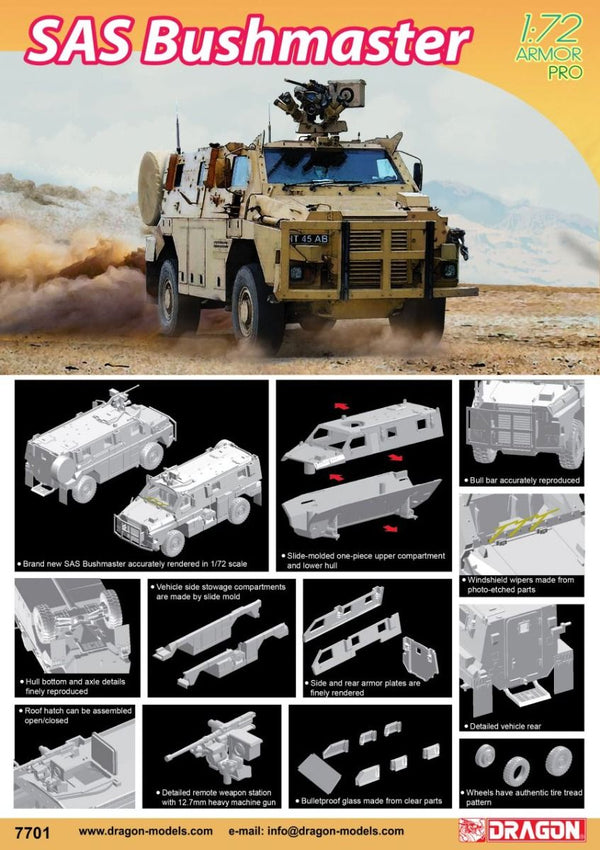 Dragon 1/72 SAS Bushmaster PMV # 7701 model kit