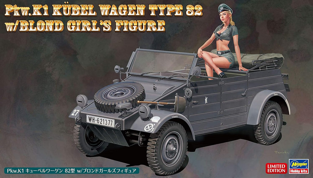 Hasegawa 1/24 scale WW2 German Pkw.K1 Kubelwagen Type 82 And Blond Girl Figure Kit