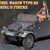 Hasegawa 1/24 scale WW2 German Pkw.K1 Kubelwagen Type 82 And Blond Girl Figure Kit