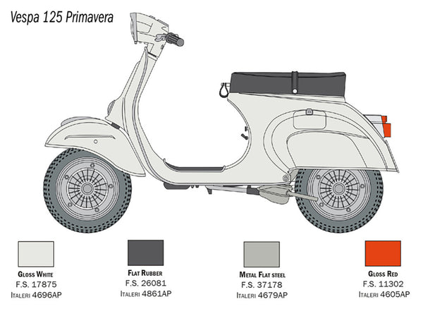 Italeri 1/9 scale Italian VESPA 125 PRIMAVERA bike model kit