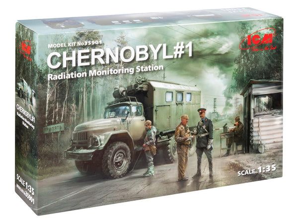 ICM 1/35 Chernobyl#1. Radiation Monitoring Station (ZiL-131KShM truck & 5 figures & diorama base with background)