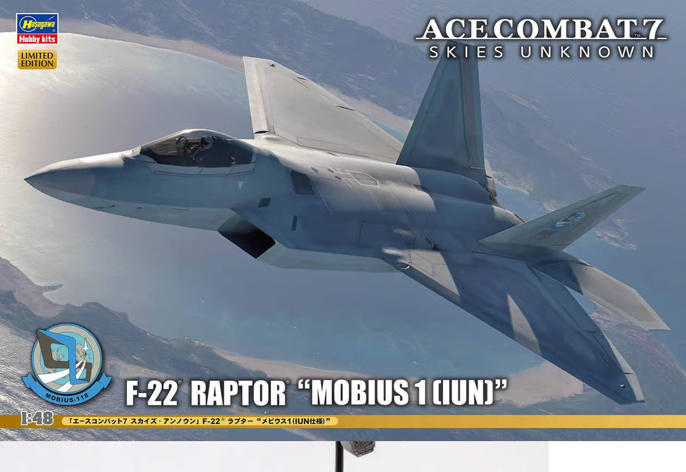 Hasegawa 1:48 F-22 Raptor Mobius 1 Ace Combat 7 Skies Unknown Kit