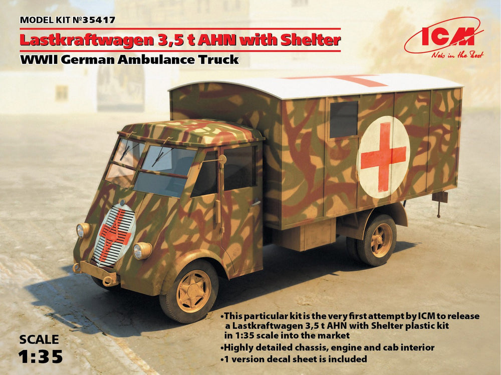 ICM 1/35 WW2 Lastkraftwagen 3,5 t AHN with Shelter, WWII German Ambulance Truck