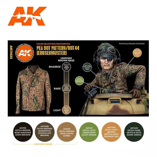 AK Interactive GEN 3 - WAFFEN SS 44 DOT UNIFORM COLORS 3G PAINT SET