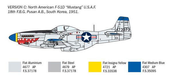 Italeri 1/72 F-51D Mustang “Korean War” plane aircraft model kit