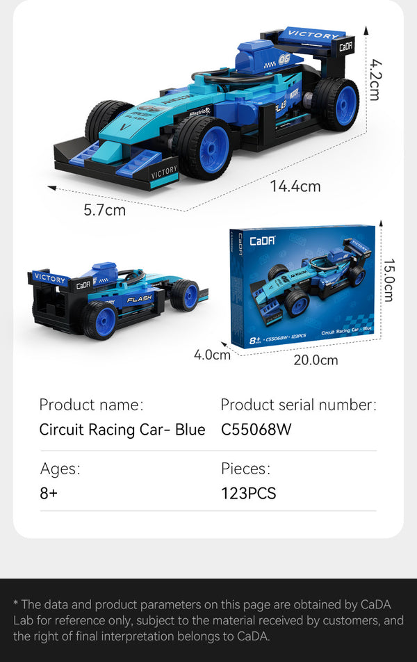 CADA 1:32 CARS Blue Circuit Racing Car - 123 pcs