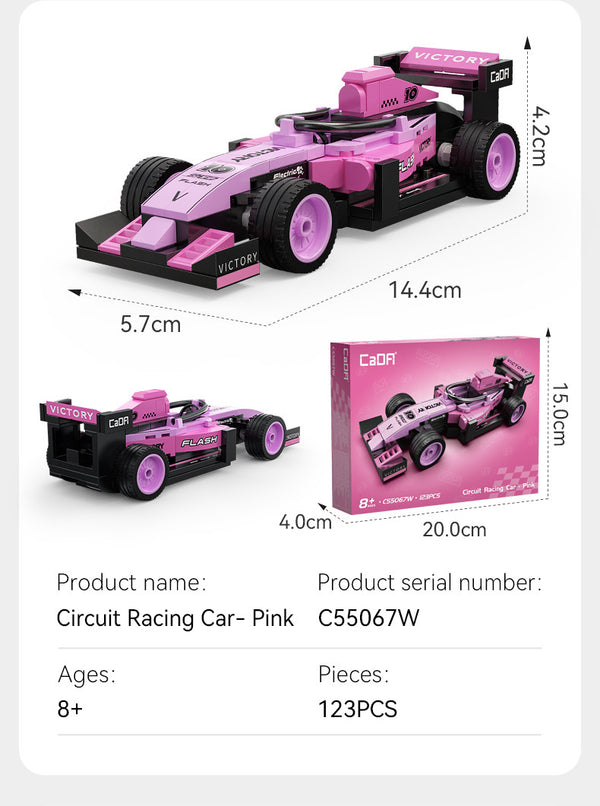 CADA 1:32 CARS Pink Circuit Racing Car - 123 pcs