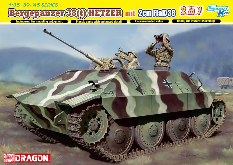 Dragon 1/35 WW2 German Bergepanzer 38(t) Hetzer mit 2cm FlaK 38 (with Interior)with Bonus items’