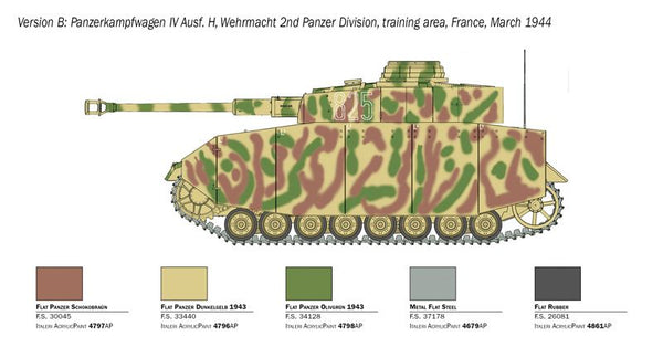 Italeri 1/35 WW2 German Pz. Kpfw. Iv Ausf. H C tank model kit