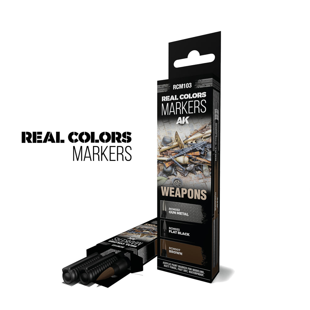 AK Interactive Real Colour Marker - WEAPONS - SET 3 REAL COLORS MARKERS