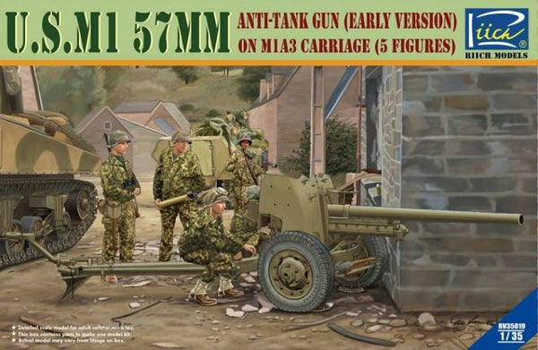 Riich Models 1/35 U.S.M1 57mm Anti-Tank Gun (Early Version) on M1A3 Carriage (5 Figures)