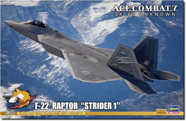Hasegawa 1:48 F-22 Raptor Strider 1 Ace Combat 7 Skies Unknown
