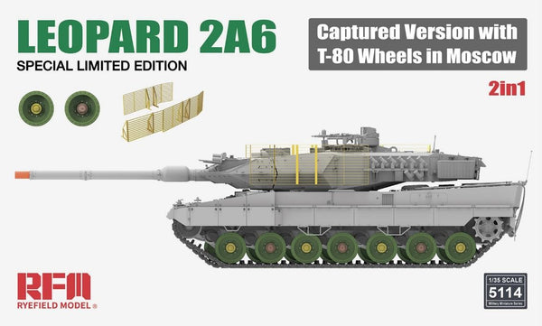 Ryefield Models 1:35 Model Kit Leopard 2A6 Captured Version with T-80 Wheels