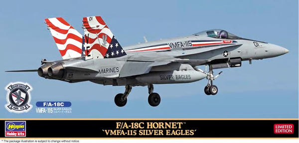 Hasegawa 1:72 F/A-18C VMFA-115 Silver Eagles And Patch Kit