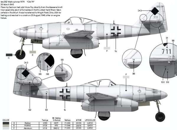 Das Werk 1/32 scale WW2 Messerschmitt Me-262 jet fighter plane