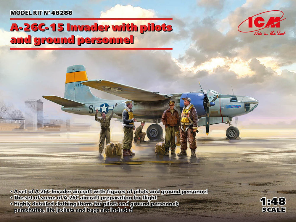 ICM 1/48 A-26C-15 Invader with Pilots & Ground Personnel 5 Figures