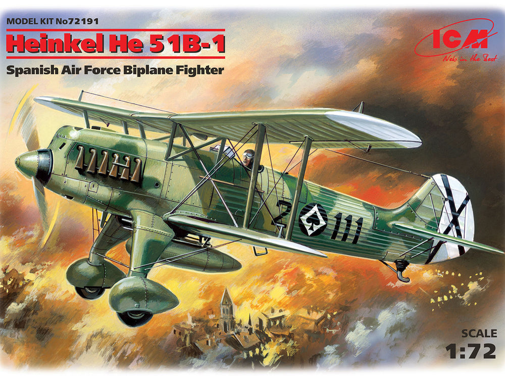 ICM 1/72 Heinkel He 51B-1, Spanish Air Force Biplane Fighter