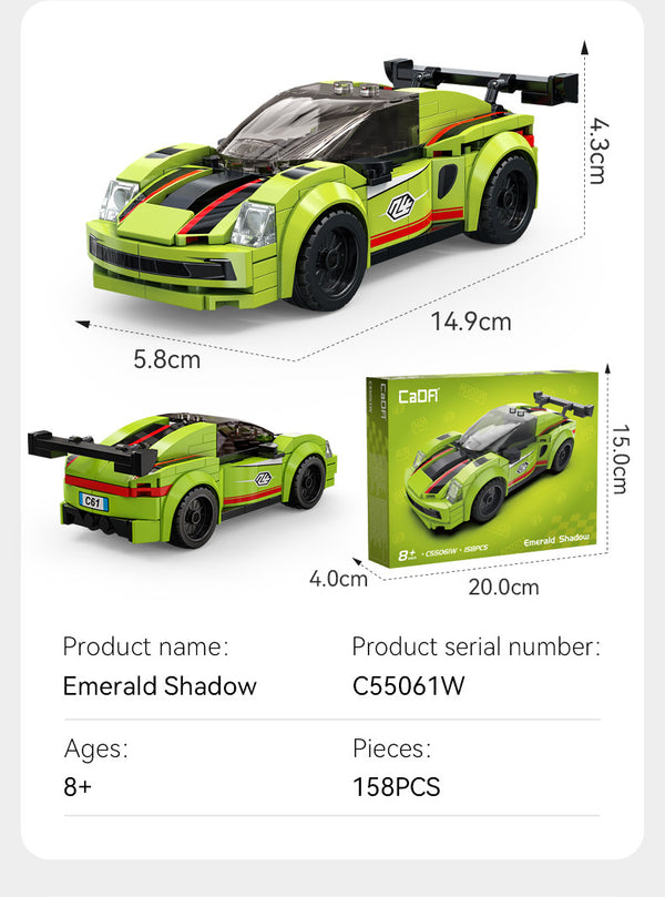 CADA 1:32 CARS Emerald Shadow Sprint Racing Car - 158 pcs