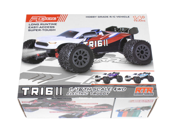 PD RACING 1:16 RTR TR16II Brushed RC Truggy (Red, Blue & White) 1:16