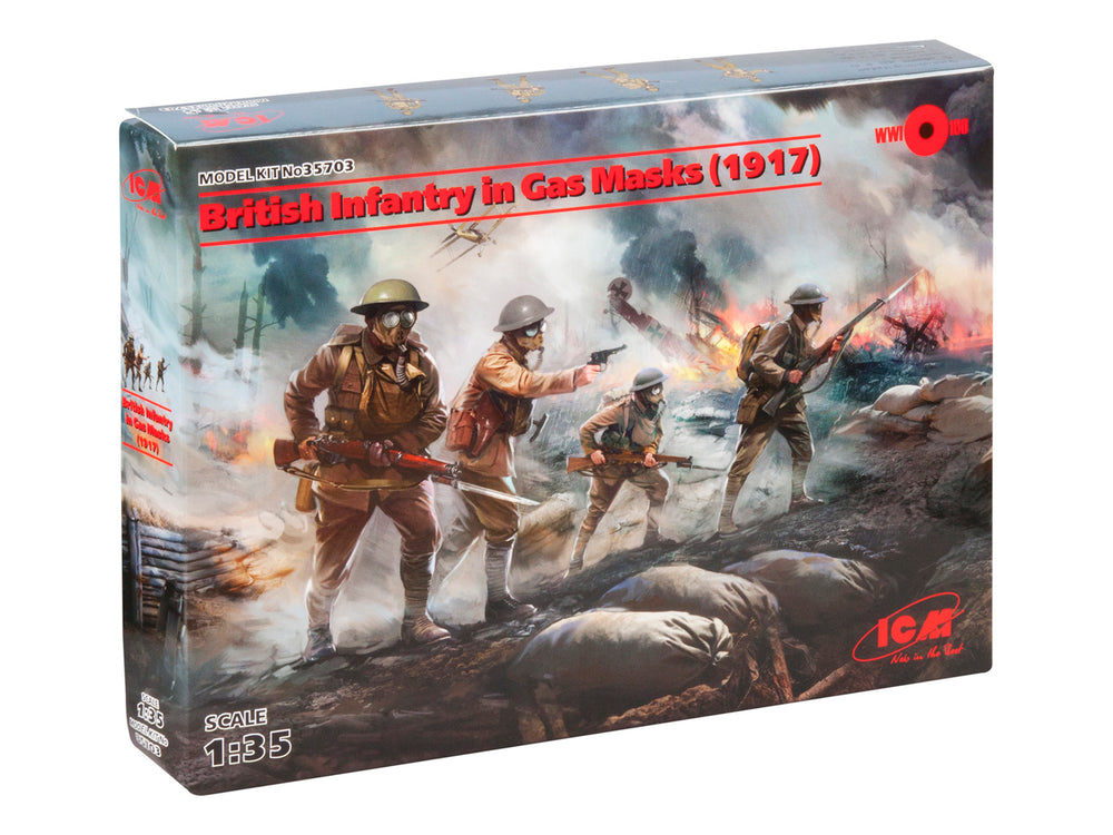 ICM 1/35 scale WW1 British Infantry in Gas Masks (1917) (4 figures)