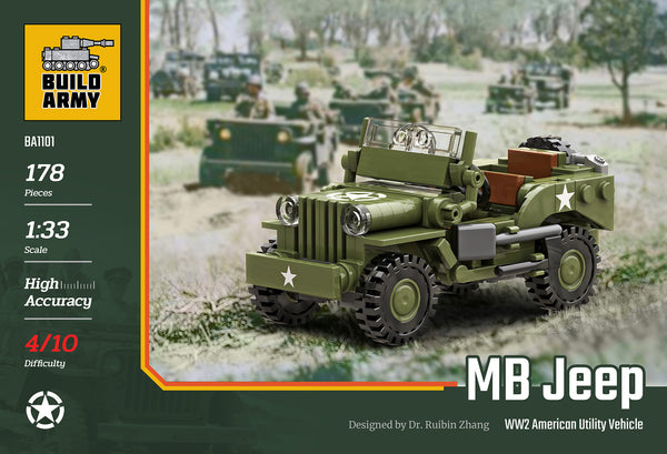 Build Army Brick building model WW2 USA Willys MB Jeep Utility Vehicle