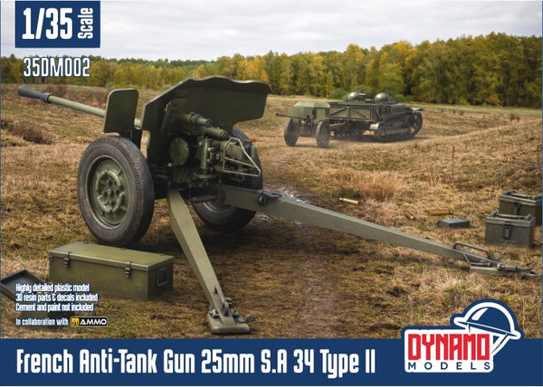 Dynamo Models 1/35 WW2 French Anti-Tank Gun 25mm S.A 34 Type II Standard