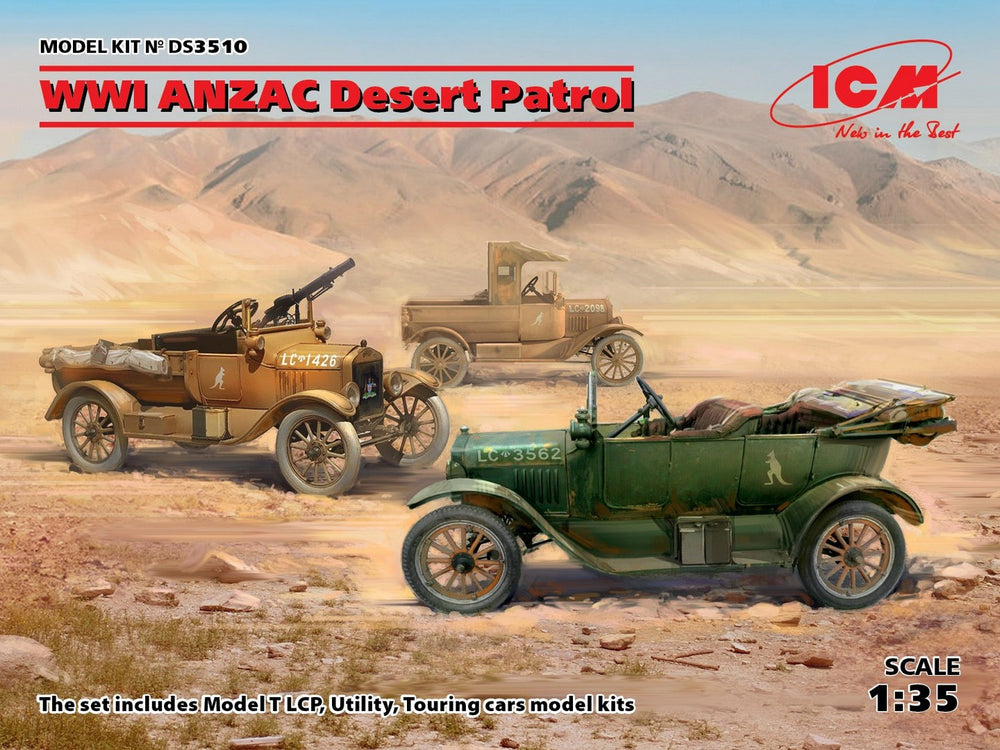 ICM 1/35 WWI ANZAC Desert Patrol (Model T LCP, Utility, Touring)